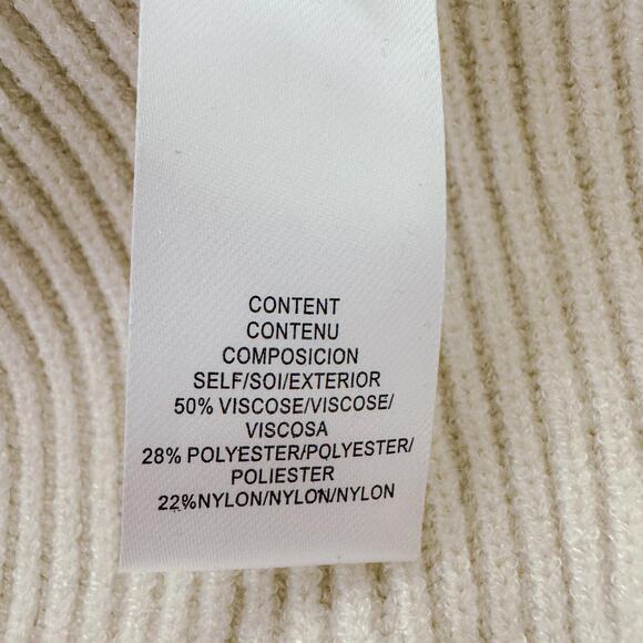 WAYF Ribbed Knit Long Sleeve Tie Wrap Sweater Dress Cream Fall Cozy Size L NWT - Picture 8 of 12